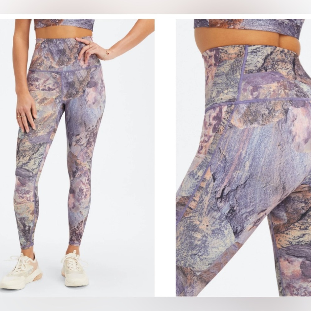 Fabletics Purple and Pink Patterned Leggings - image 1